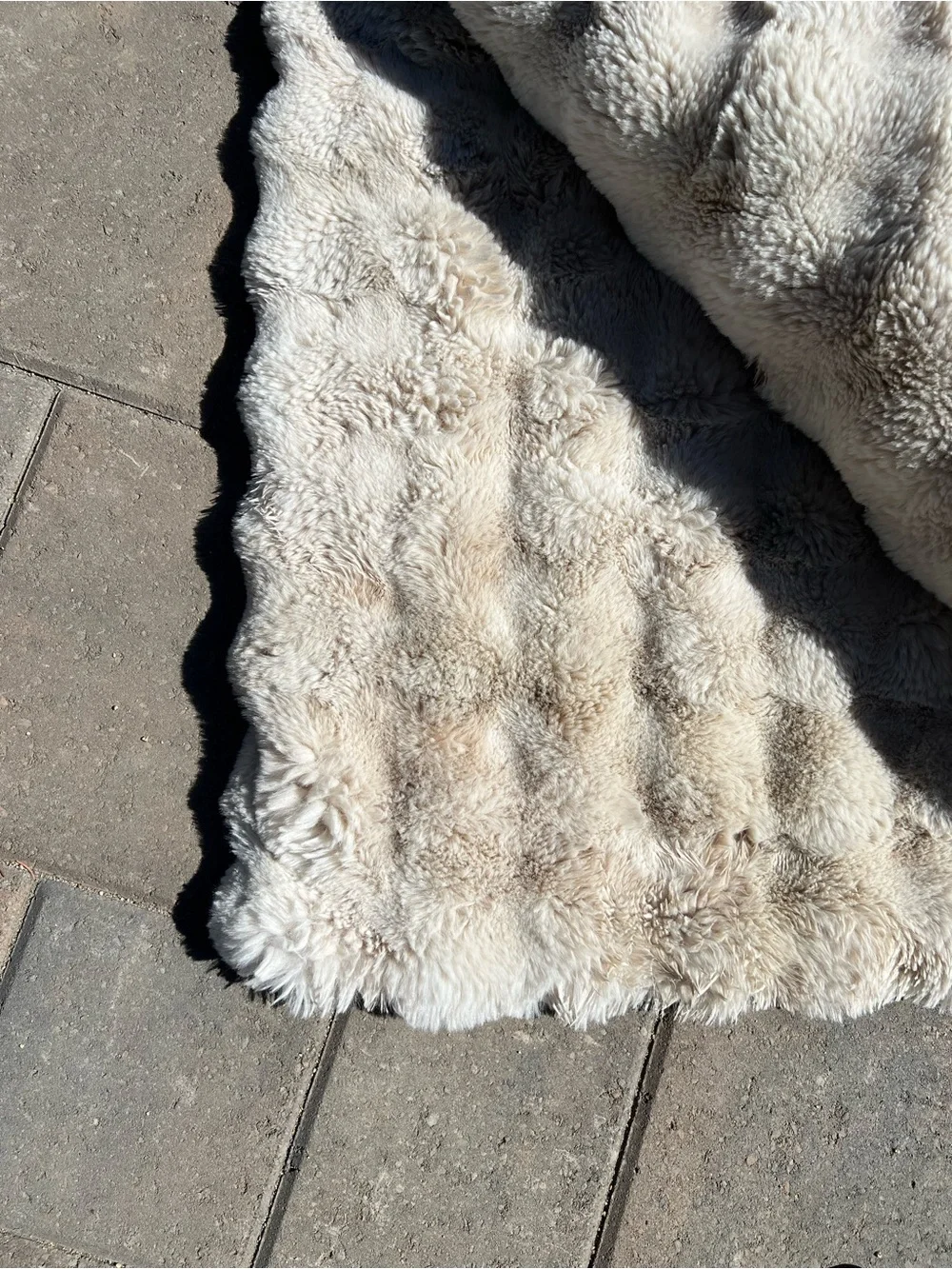 Crate & Barrel Plush Textured Faux Fur Throw Blanket Arctic Ivory 55x70 Cozy
